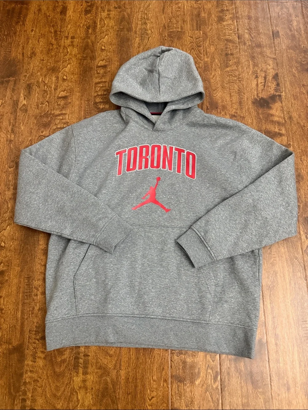 Jordan Gray Hoodie with Red Toronto Logo